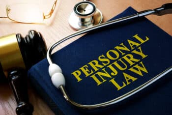 Stethoscope over a book titled Personal injury law